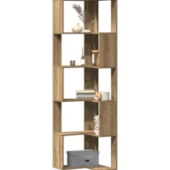 vidaXL Bibliothèque d'angle 5 niveaux chêne artisanal bois ingénierie