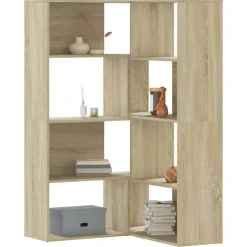 vidaXL Bibliothèque d'angle à 4 niveaux chêne sonoma bois d'ingénierie