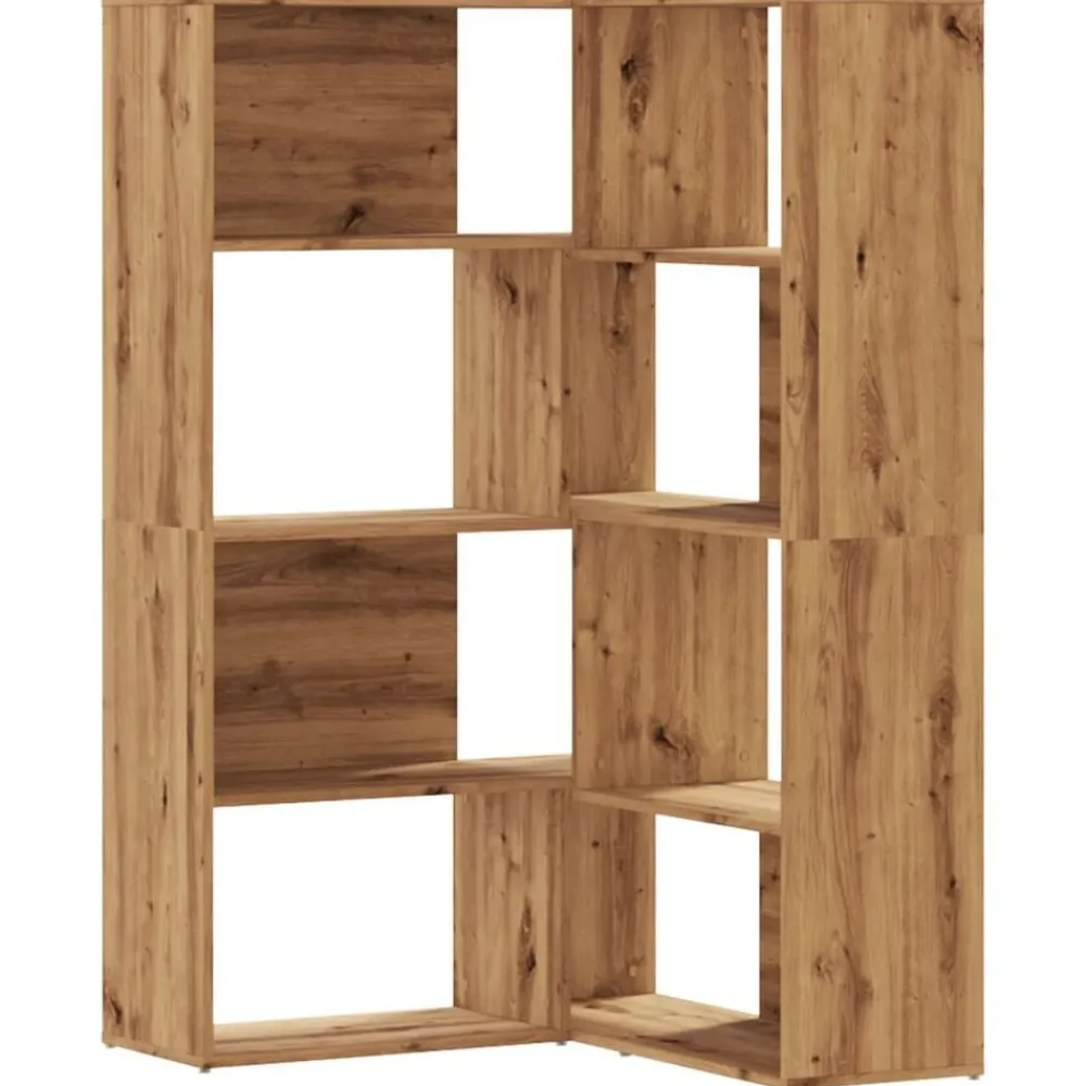 Étagères-vidaXL Bibliothèque d'angle 4 niveaux chêne artisanal bois ingénierie chêne artisanal