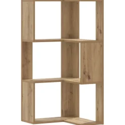 vidaXL Bibliothèque d'angle 3 niveaux chêne artisanal bois ingénierie
