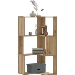 vidaXL Bibliothèque d'angle 3 niveaux chêne artisanal bois ingénierie