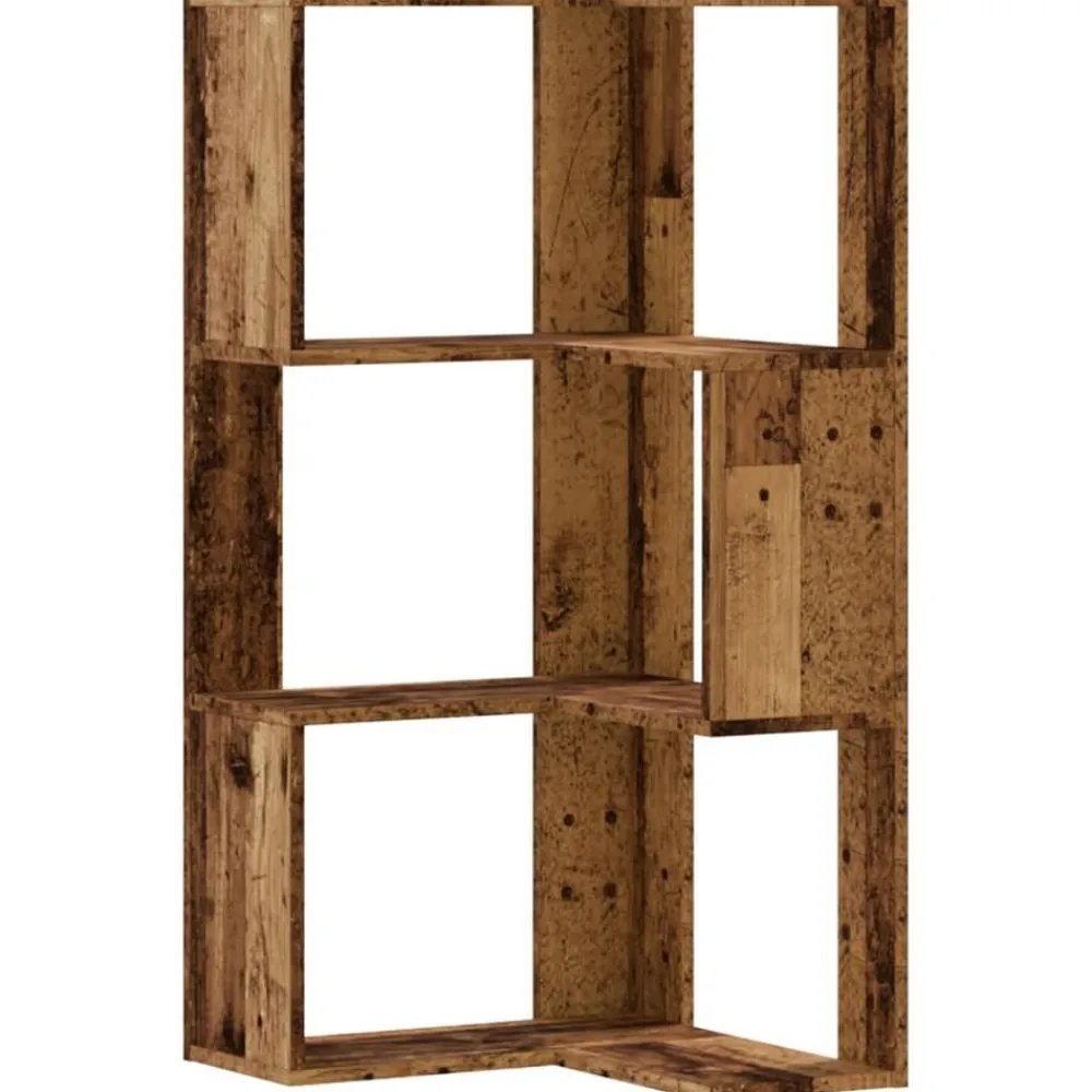 Étagères-vidaXL Bibliothèque d'angle à 3 niveaux bois d'ingénierie Vieux bois