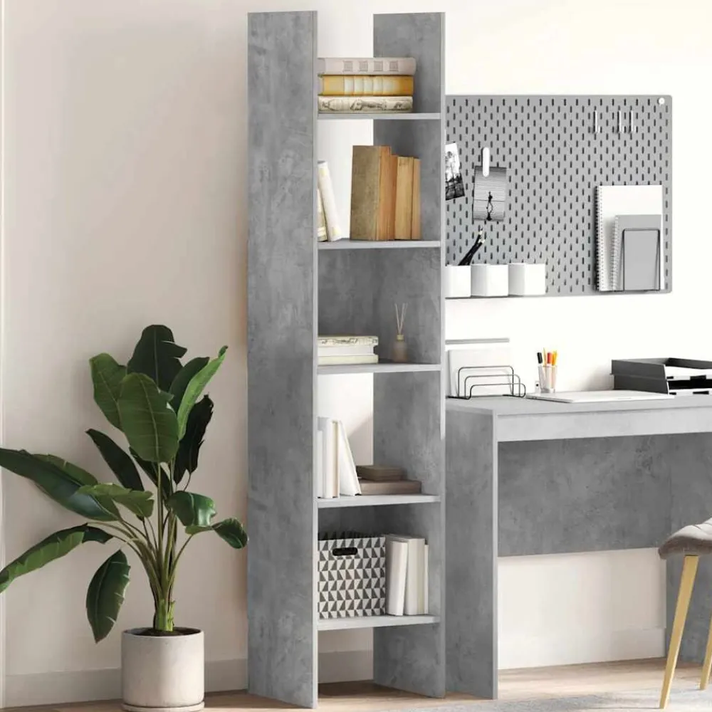 Étagères-vidaXL Bibliothèque 40x35x180 cm Bois d’ingénierie Gris béton
