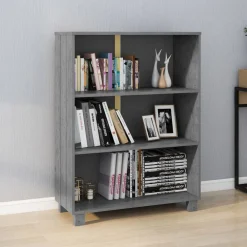 Étagères-vidaXL Bibliothèque HAMAR 85x35x112 cm Bois de pin massif Gris foncé
