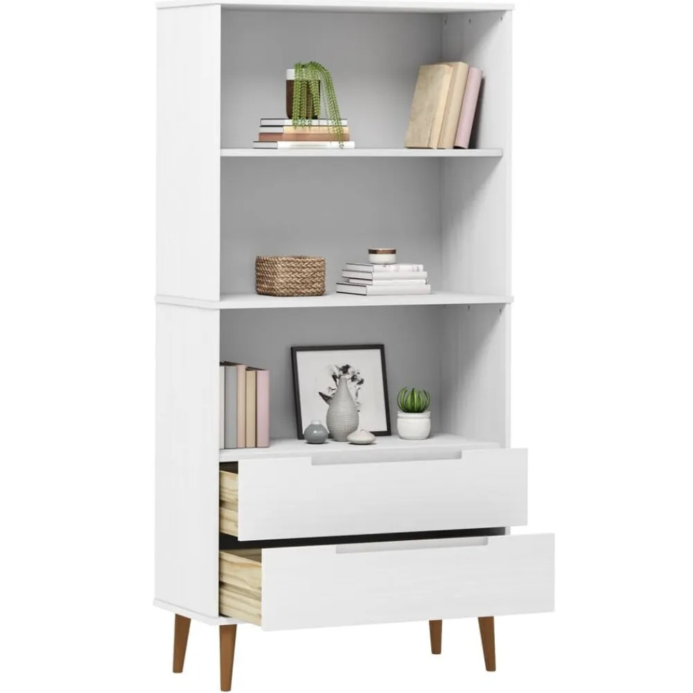 Étagères-vidaXL Bibliothèque MOLDE 85x35x170,5 cm Bois massif de pin Blanc