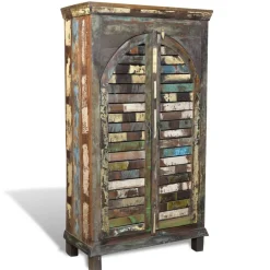 vidaXL Bibliothèque multicolore 3 étagères et 2 portes Bois récupéré
