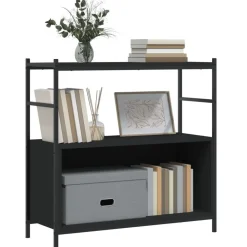 Étagères-vidaXL Bibliothèque 80x30x78,5 cm bois d'ingénierie et fer Noir