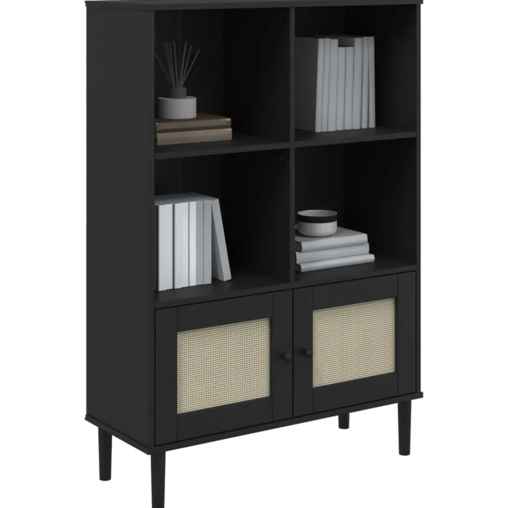 Étagères-vidaXL Bibliothèque SENJA aspect de rotin bois massif de pin Noir