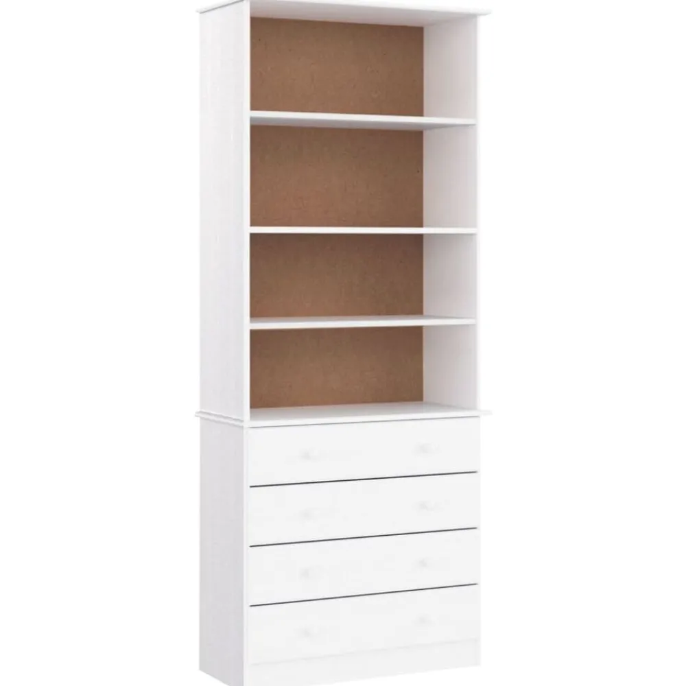 Étagères-vidaXL Bibliothèque tiroirs ALTA 77x35x186,5cm bois massif pin Blanc