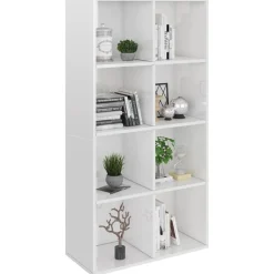 Étagères-vidaXL Bibliothèque/Buffet 66x30x130 cm Bois ingénierie Blanc brillant