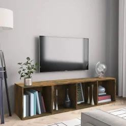 vidaXL Bibliothèque/Meuble TV Chêne fumé 143x30x36cm Bois d'ingénierie