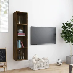 vidaXL Bibliothèque/Meuble TV Chêne fumé 143x30x36cm Bois d'ingénierie