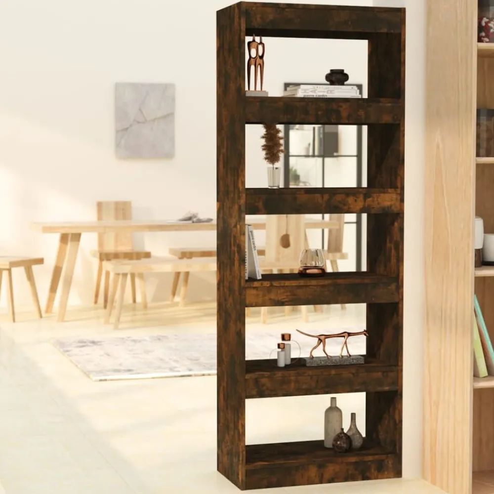 vidaXL Bibliothèque/Séparateur de pièce Chêne fumé Bois d'ingénierie
