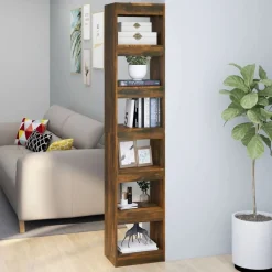 vidaXL Bibliothèque/Séparateur de pièce Chêne fumé 40x30x198 cm
