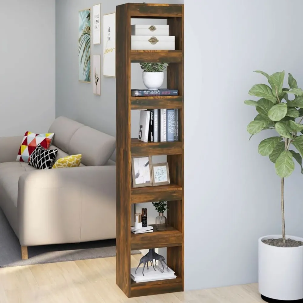 vidaXL Bibliothèque/Séparateur de pièce Chêne fumé 40x30x198 cm