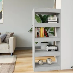Étagères-vidaXL Bibliothèque/Séparateur de pièce bois d'ingénierie Gris béton