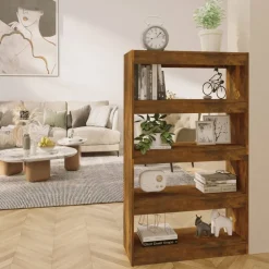 vidaXL Bibliothèque/Séparateur de pièce Chêne fumé Bois d'ingénierie