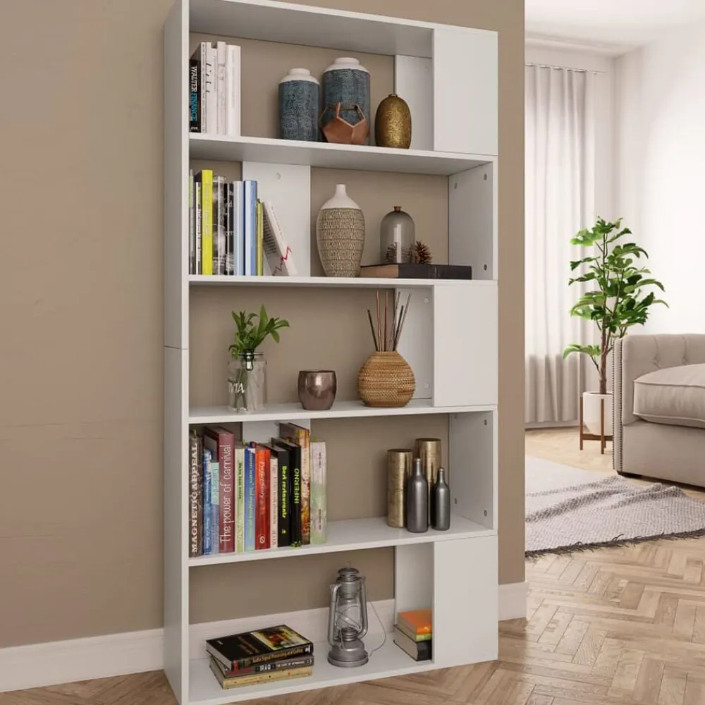 Étagères-vidaXL Bibliothèque/Séparateur de pièce Bois d'ingénierie Blanc