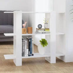 Étagères-vidaXL Bibliothèque/Séparateur de pièce 100x30x87 cm Blanc brillant
