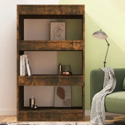 Étagères-vidaXL Bibliothèque/Séparateur de pièce Chêne fumé Bois d'ingénierie Chêne fumé