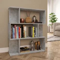 Étagères-vidaXL Bibliothèque/Séparateur de pièce Bois d’ingénierie Gris béton