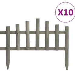 Clôtures & Barrières-vidaXL Bordure de jardin 10 pcs Bois de sapin 4,4 m Gris