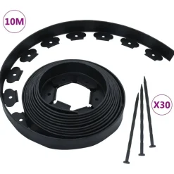 vidaXL Bordure de pelouse flexible avec 30 piquets 10 m 5 cm