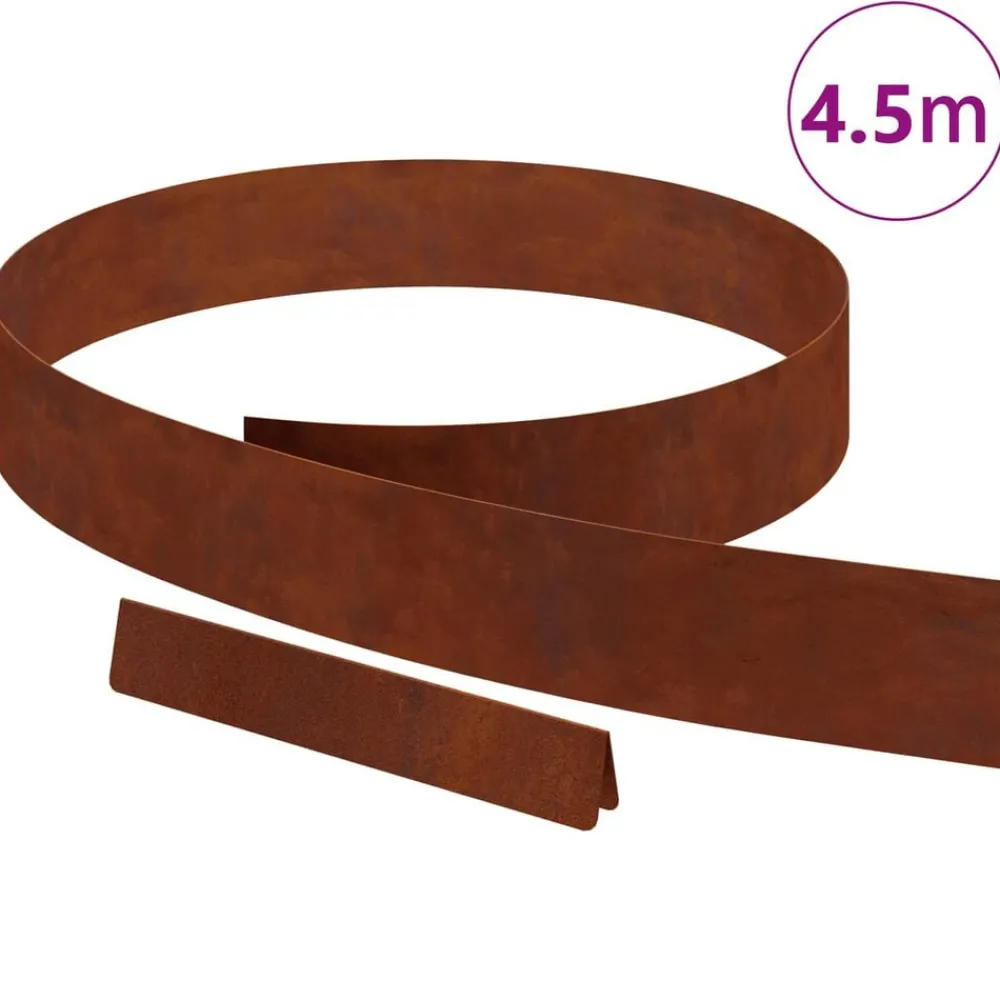 vidaXL Bordure de Pelouse Rouillé 450 x 0,05 x 10 cm Acier patiné