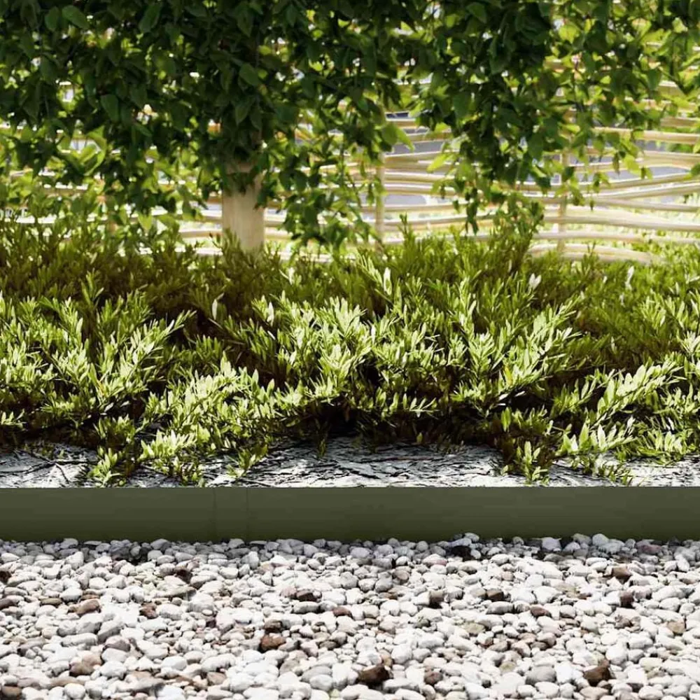 Clôtures & Barrières-vidaXL Bordure de Pelouse 10 pcs 100 x 0,05 x 15 cm Vert olive