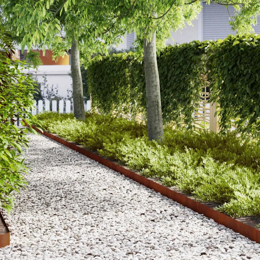 vidaXL Bordure de Pelouse 10 pcs Marron 100 x 0.05 x 20 cm