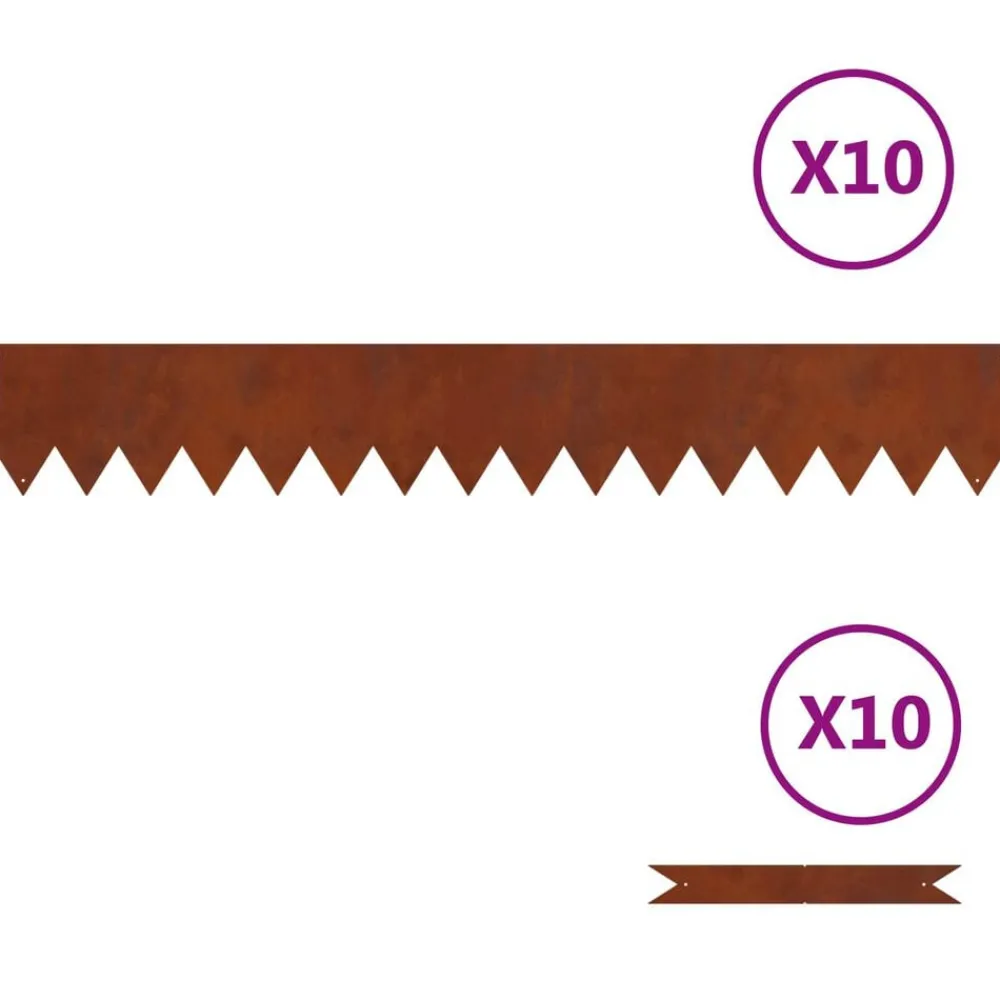 vidaXL Bordure de Pelouse 10 pcs Marron 100 x 0.05 x 20 cm