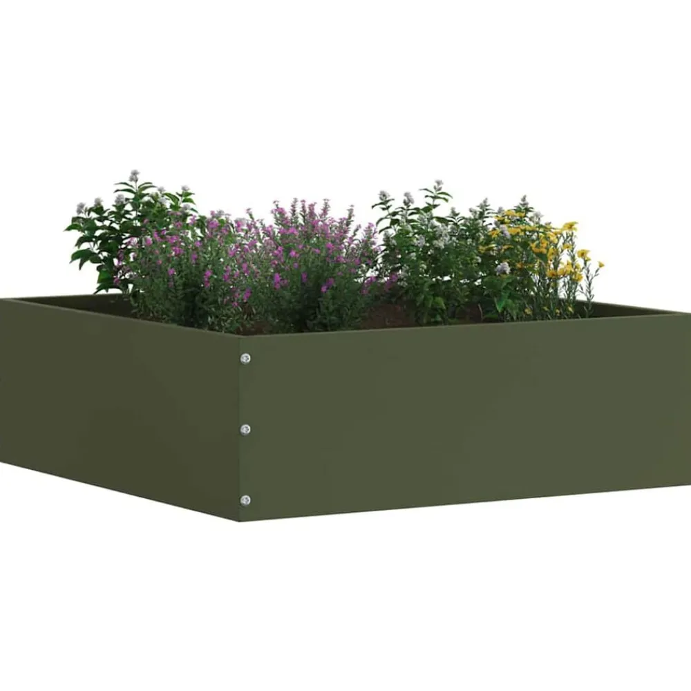 Clôtures & Barrières-vidaXL Bordure de Pelouse 40 x 40 x 13 cm Acier Vert olive