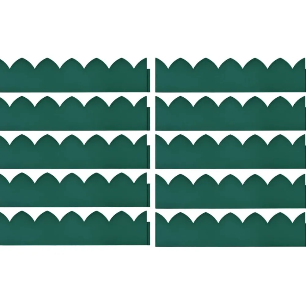 vidaXL Bordures de jardin 10 pcs Vert 65x15 cm PP