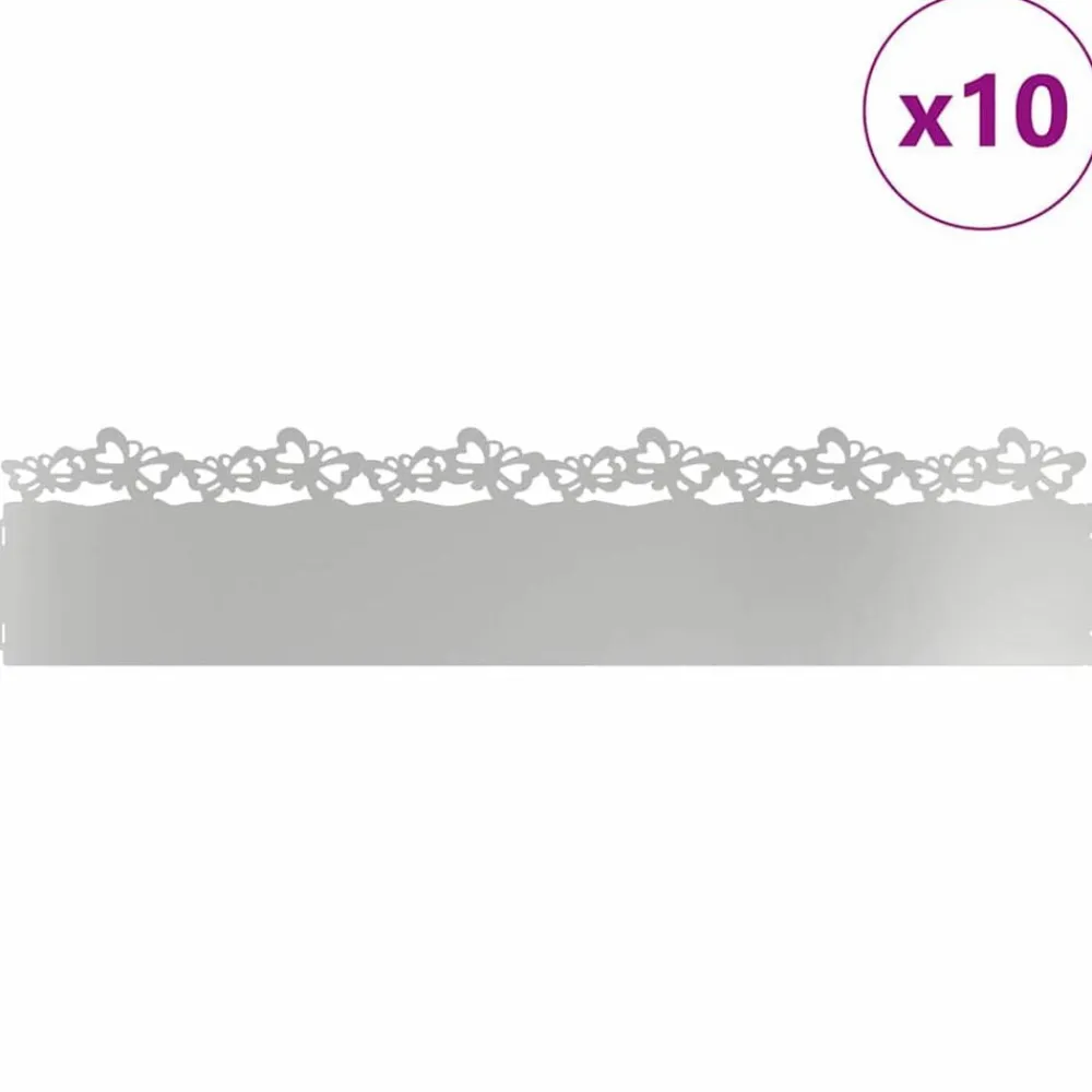 vidaXL Bordures de pelouse 10 pcs Argent 103 x 0,05 x 22 cm
