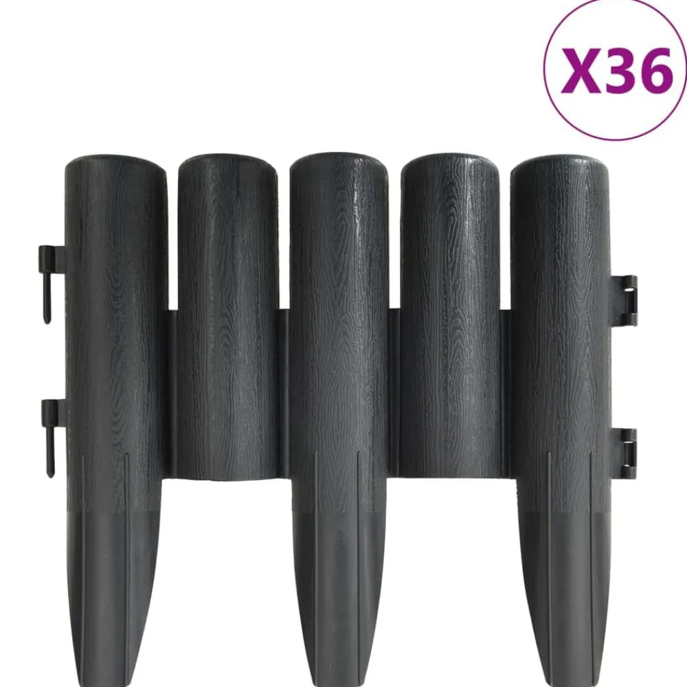 vidaXL Bordures de pelouse 36 pcs 10 m PP