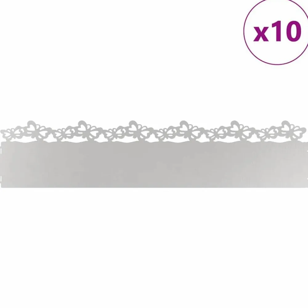 Clôtures & Barrières-vidaXL Bordures de pelouse 10 pcs Argent 103 x 0,05 x 22 cm Acier inoxydable