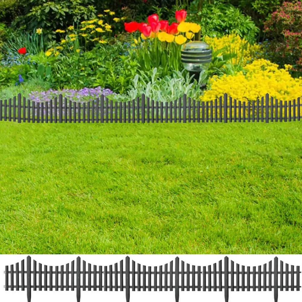 Clôtures & Barrières-vidaXL Bordures de pelouse 17 pcs 10 m PP Anthracite
