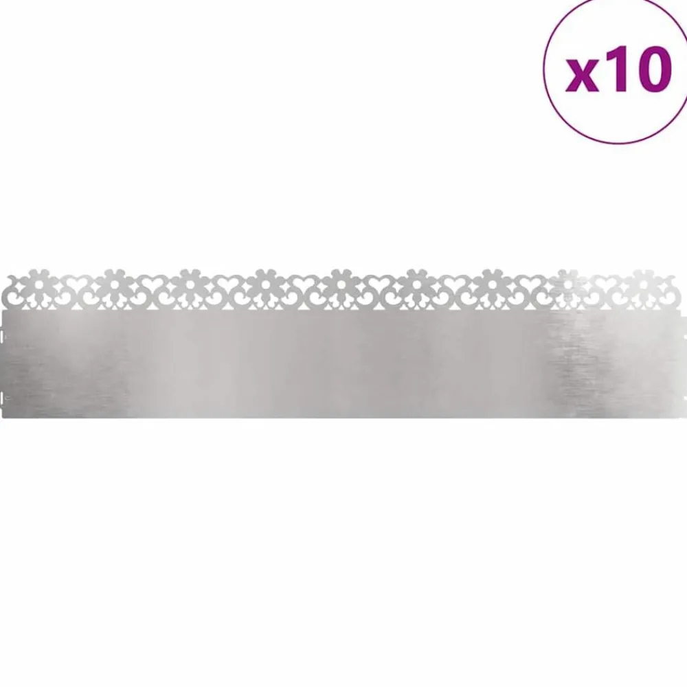 Clôtures & Barrières-vidaXL Bordures de pelouse 10 pcs Argent 103 x 0,05 x 22 cm Acier inoxydable