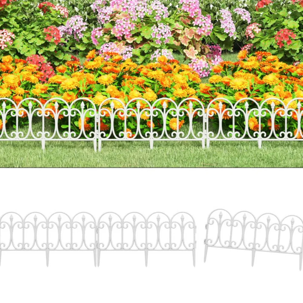 Clôtures & Barrières-vidaXL Bordures de pelouse 17 pcs 10 m PP Blanc