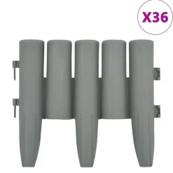 Clôtures & Barrières-vidaXL Bordures de pelouse 36 pcs 10 m PP Gris