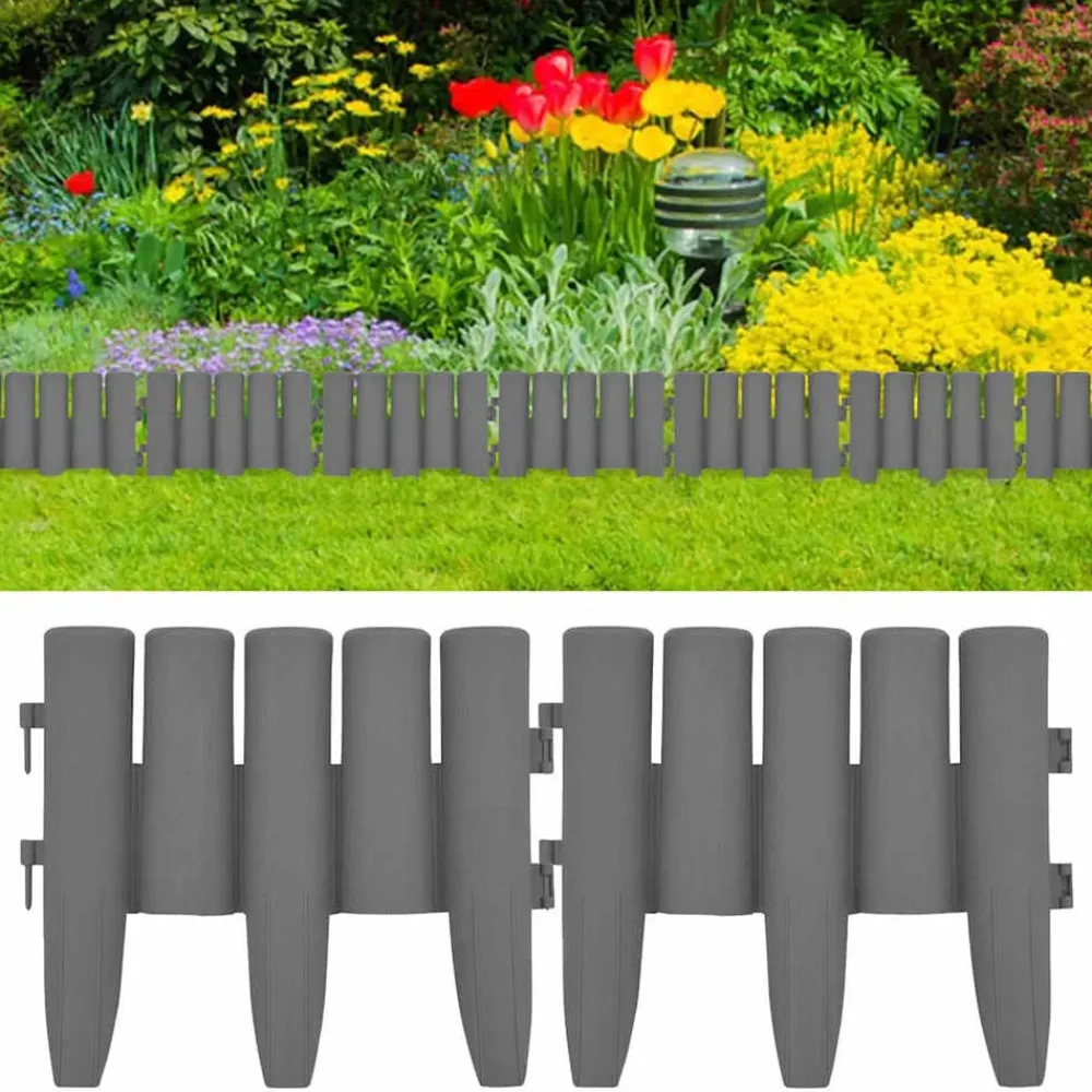 Clôtures & Barrières-vidaXL Bordures de pelouse 36 pcs 10 m PP Gris