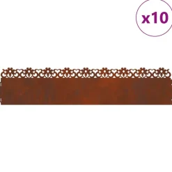 vidaXL Bordures de pelouse 10 pcs Rouillé 103 x 0,05 x 22 cm