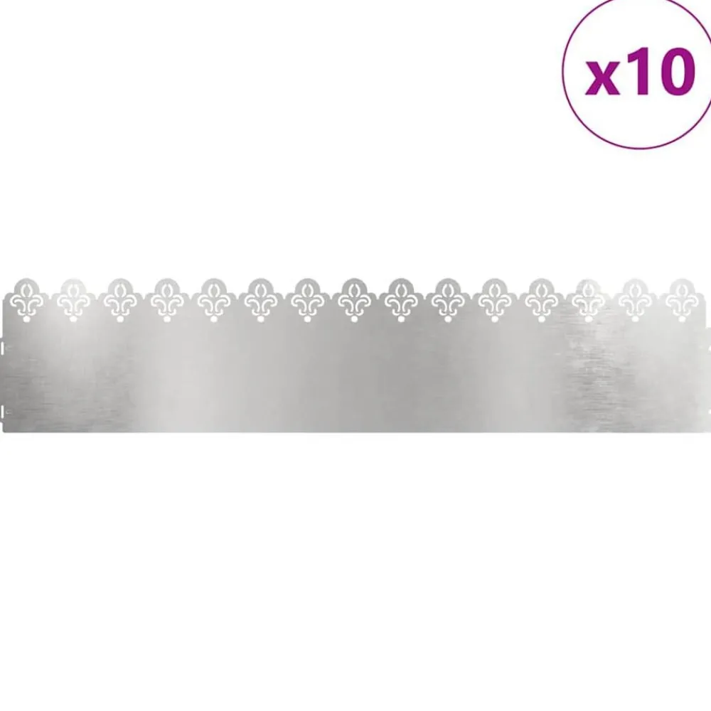 Clôtures & Barrières-vidaXL Bordures de pelouse 10 pcs Argent 103 x 0,05 x 22 cm Acier inoxydable