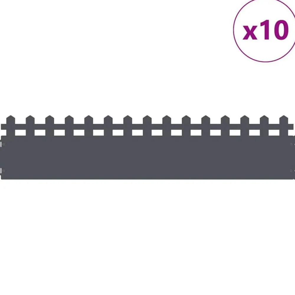 Clôtures & Barrières-vidaXL Bordures de pelouse 10 pcs 103 x 0,05 x 22 cm Acier Anthracite