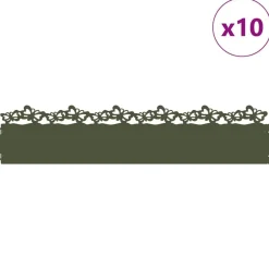 Clôtures & Barrières-vidaXL Bordures de pelouse 10 pcs 103 x 0,05 x 22 cm Acier Vert olive