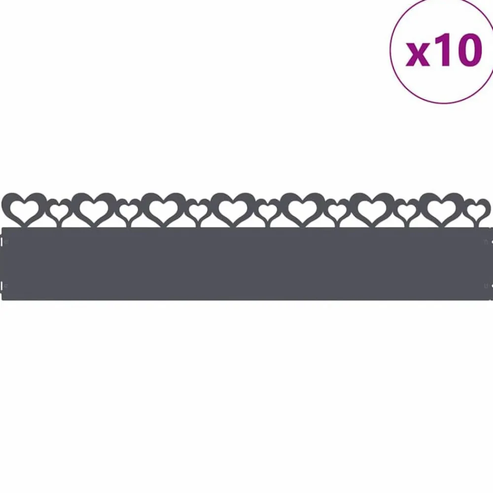 Clôtures & Barrières-vidaXL Bordures de pelouse 10 pcs 103 x 0,05 x 22 cm Acier Anthracite