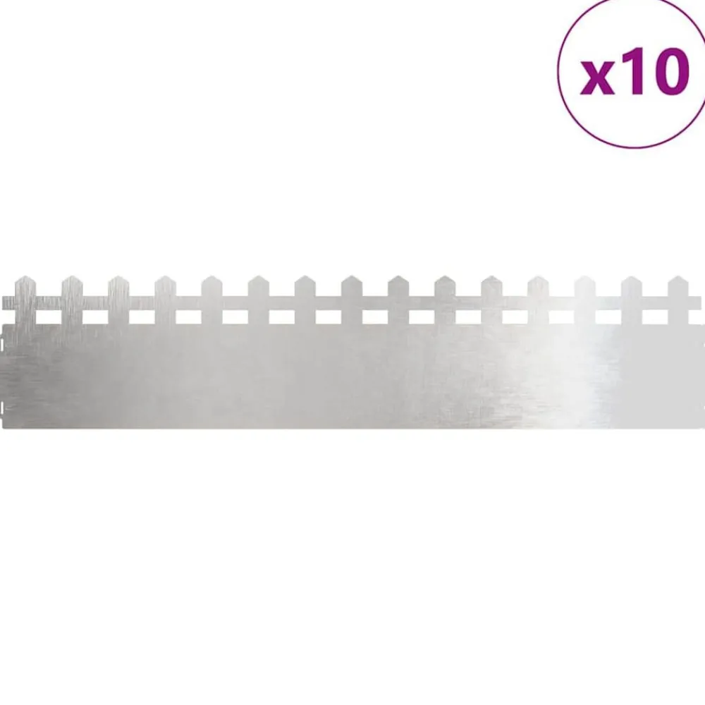 Clôtures & Barrières-vidaXL Bordures de pelouse 10 pcs Argent 103 x 0,05 x 22 cm Acier inoxydable