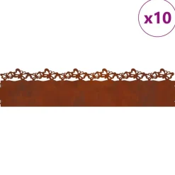 vidaXL Bordures de pelouse 10 pcs Rouillé 103 x 0,05 x 22 cm