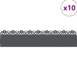 Clôtures & Barrières-vidaXL Bordures de pelouse 10 pcs 103 x 0,05 x 22 cm Acier Anthracite