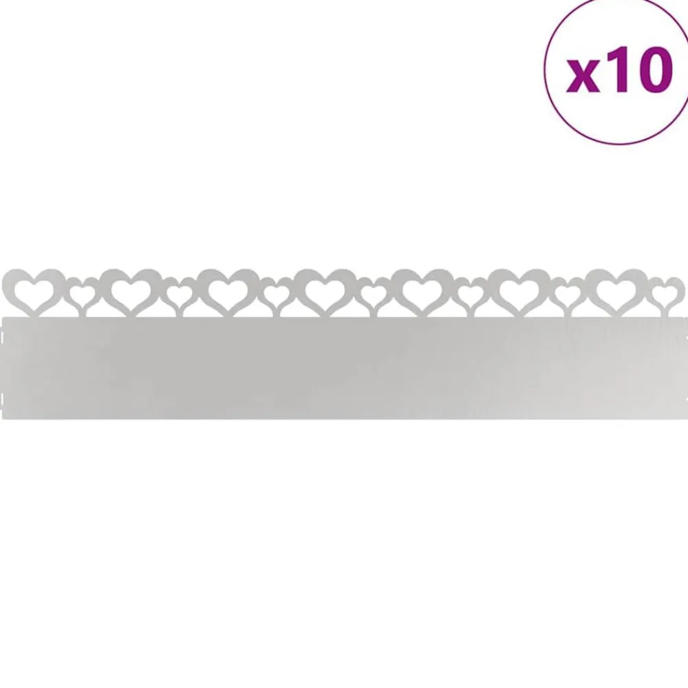 vidaXL Bordures de pelouse 10 pcs Argent 103 x 0,05 x 22 cm